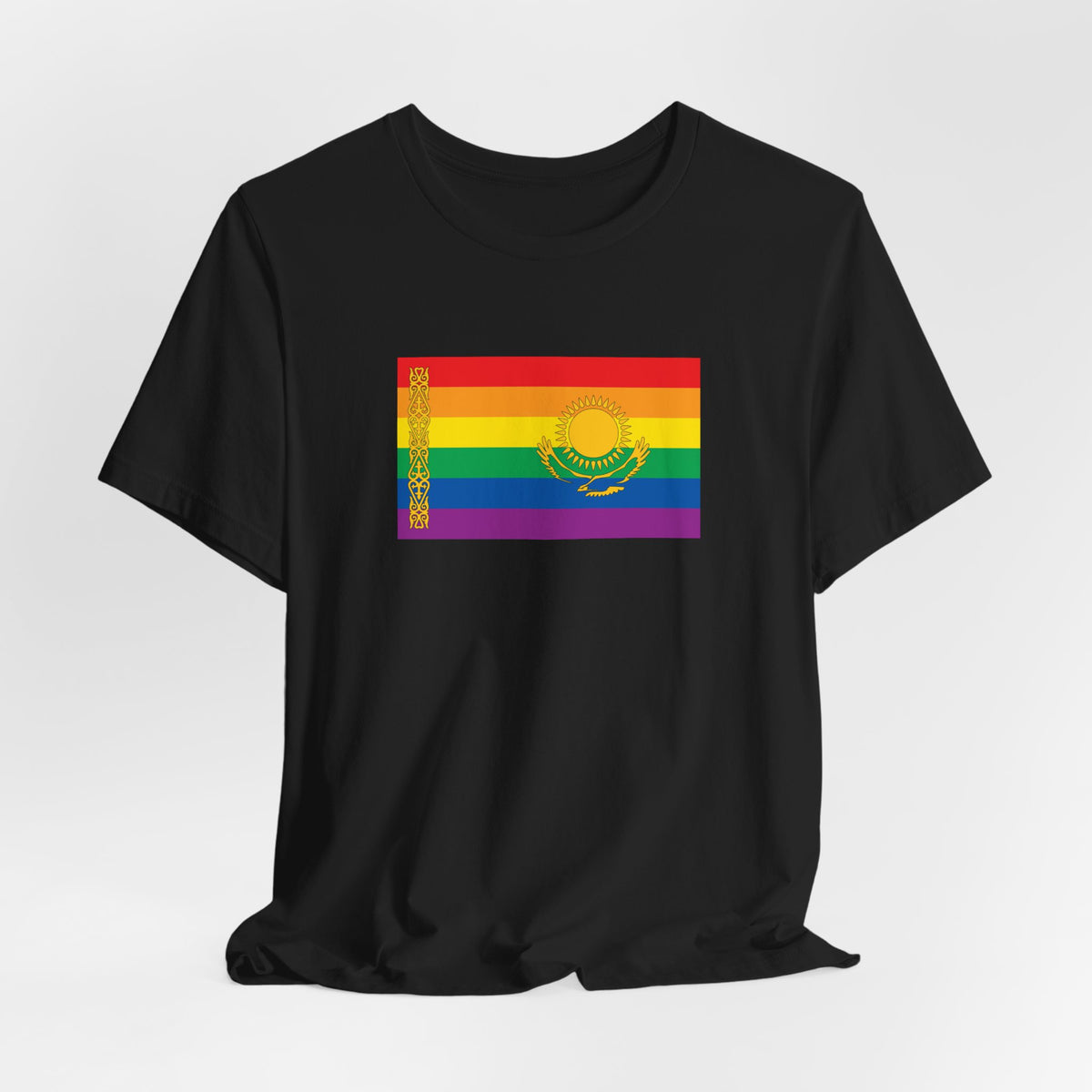Kazakhstan Rainbow Pride Flag T-shirt, Several Color Options