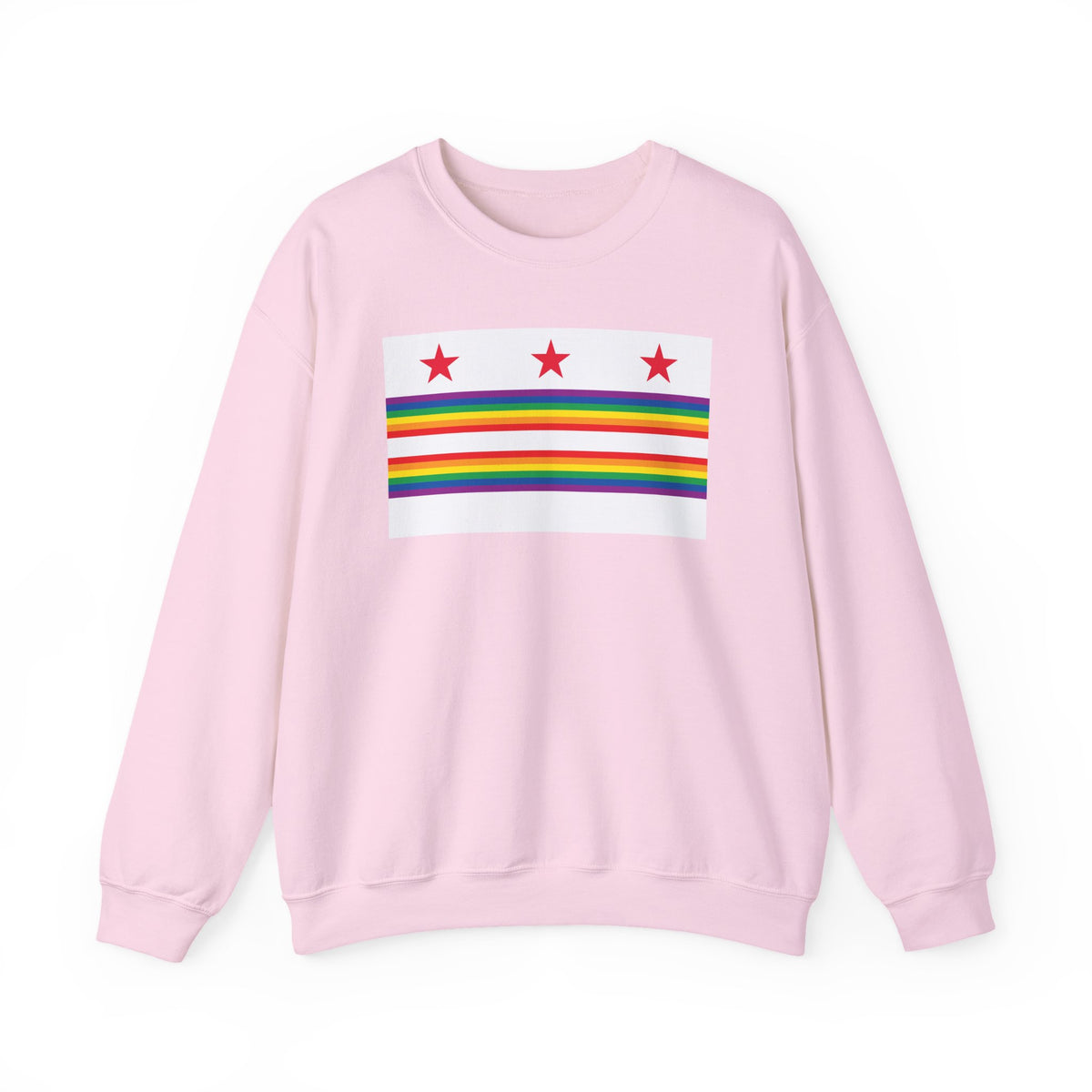 Washington, D.C. Rainbow Pride Flag Unisex Crewneck Sweatshirt, White, Black or Light Pink