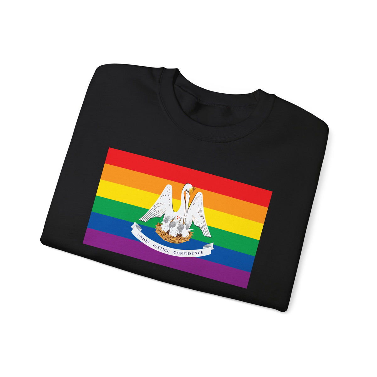 Louisiana Rainbow Pride Flag Unisex Crewneck Sweatshirt, White, Black or Light Pink