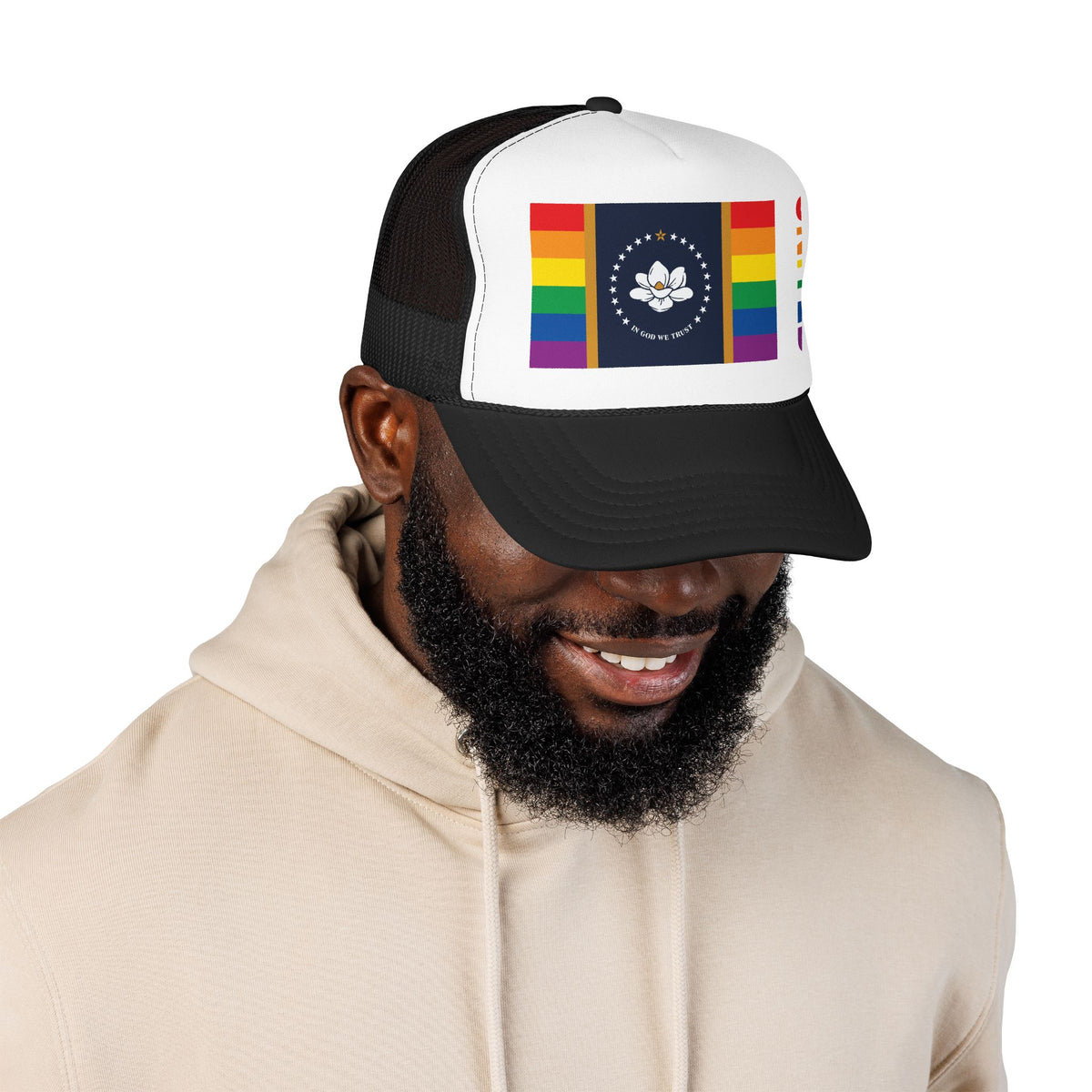 Mississippi Rainbow Pride Flag "UNITED" Printed Foam Trucker Hat, Several Color Options