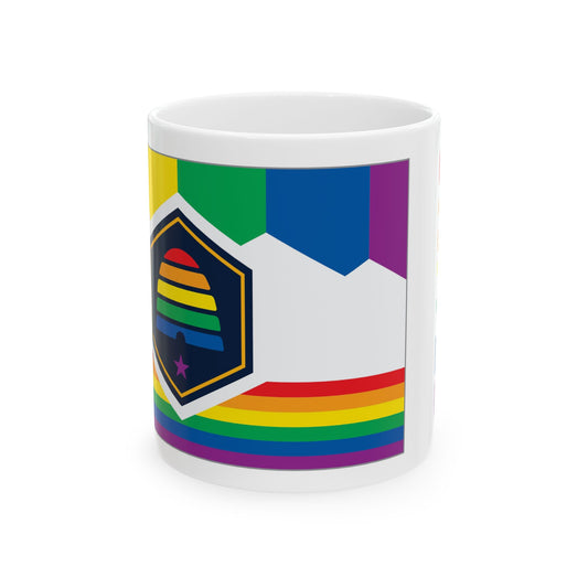 Utah Rainbow Pride Flag "UNITED" Ceramic Mug