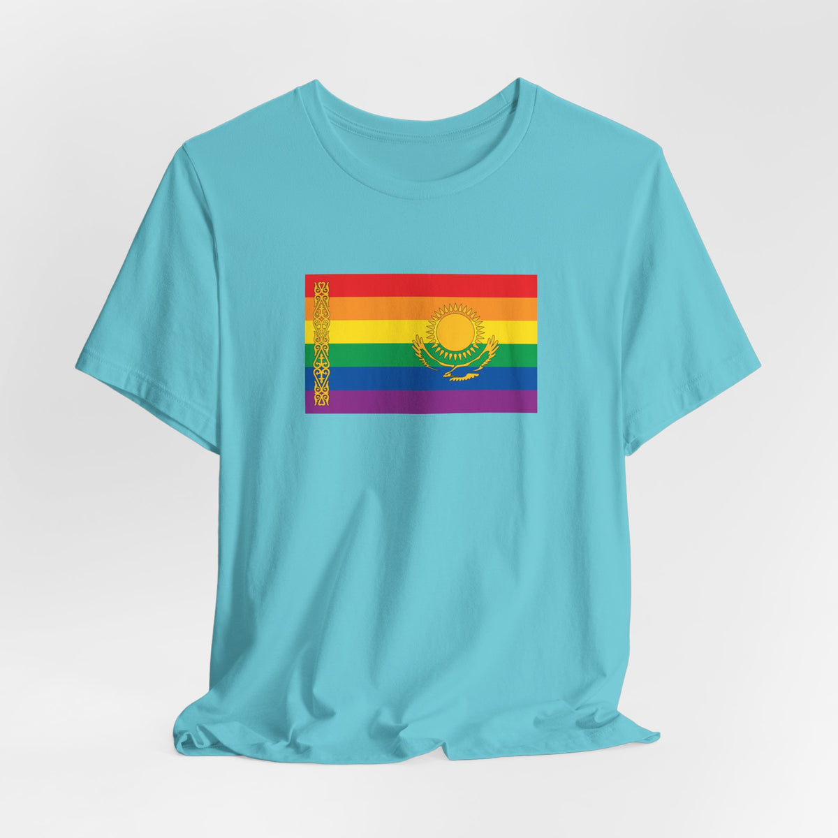 Kazakhstan Rainbow Pride Flag T-shirt, Several Color Options