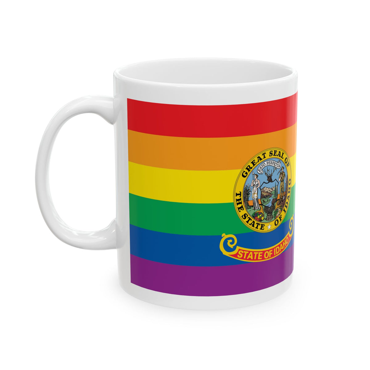 Idaho Rainbow Pride Flag "UNITED" Ceramic Mug