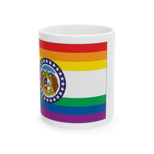 Missouri Rainbow Pride Flag "UNITED" Ceramic Mug