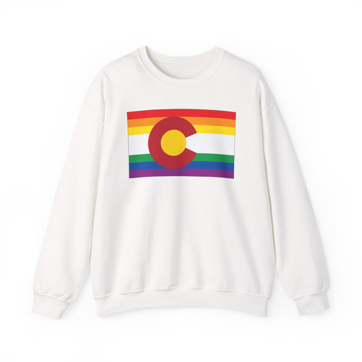 Colorado Rainbow Pride Flag Unisex Crewneck Sweatshirt, White, Black or Light Pink