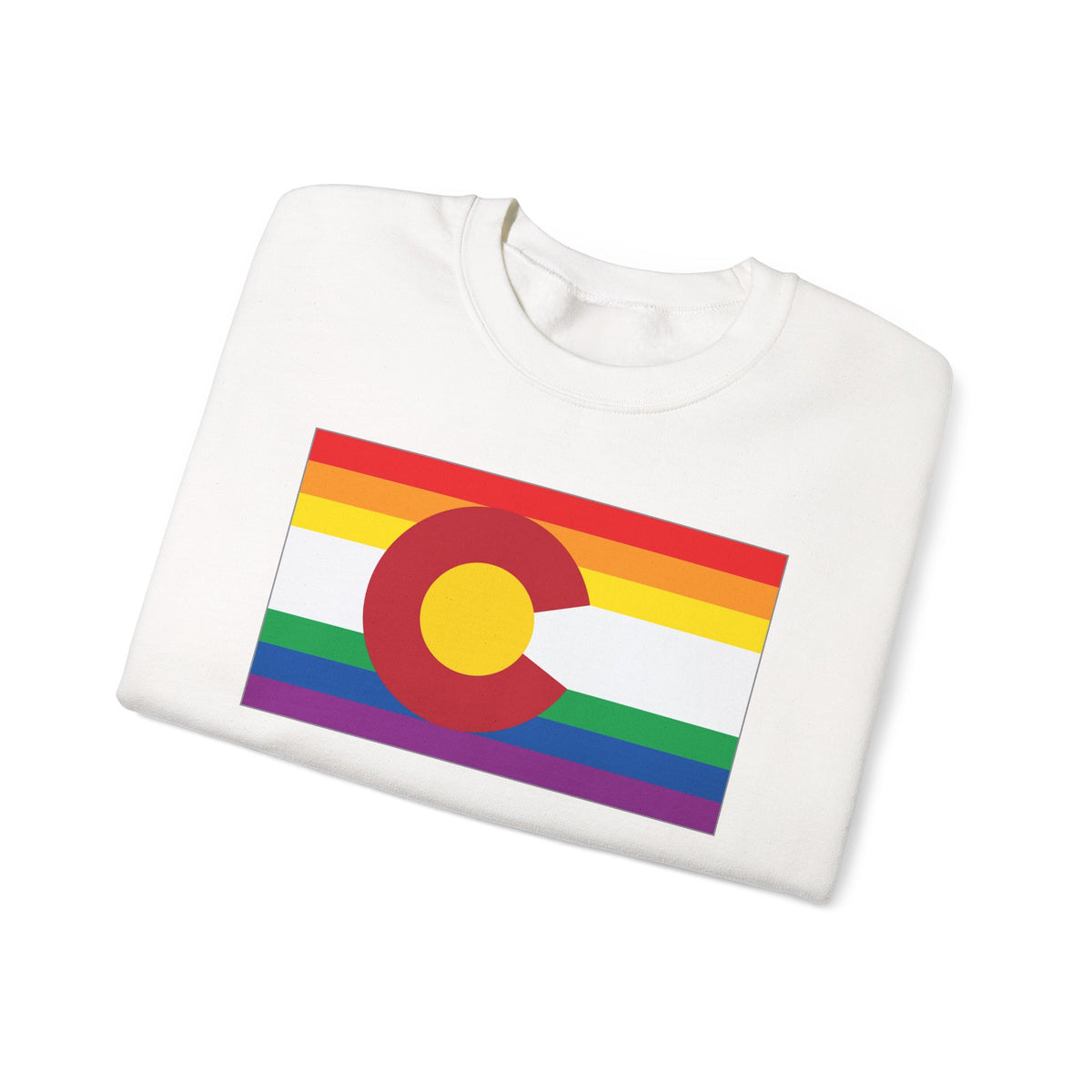 Colorado Rainbow Pride Flag Unisex Crewneck Sweatshirt, White, Black or Light Pink