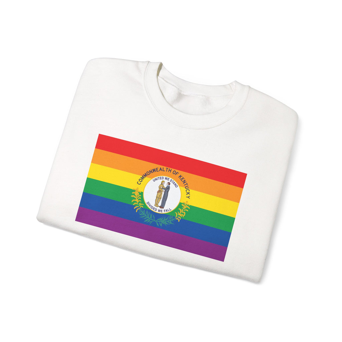 Kentucky Rainbow Pride Flag Unisex Crewneck Sweatshirt, White, Black or Light Pink