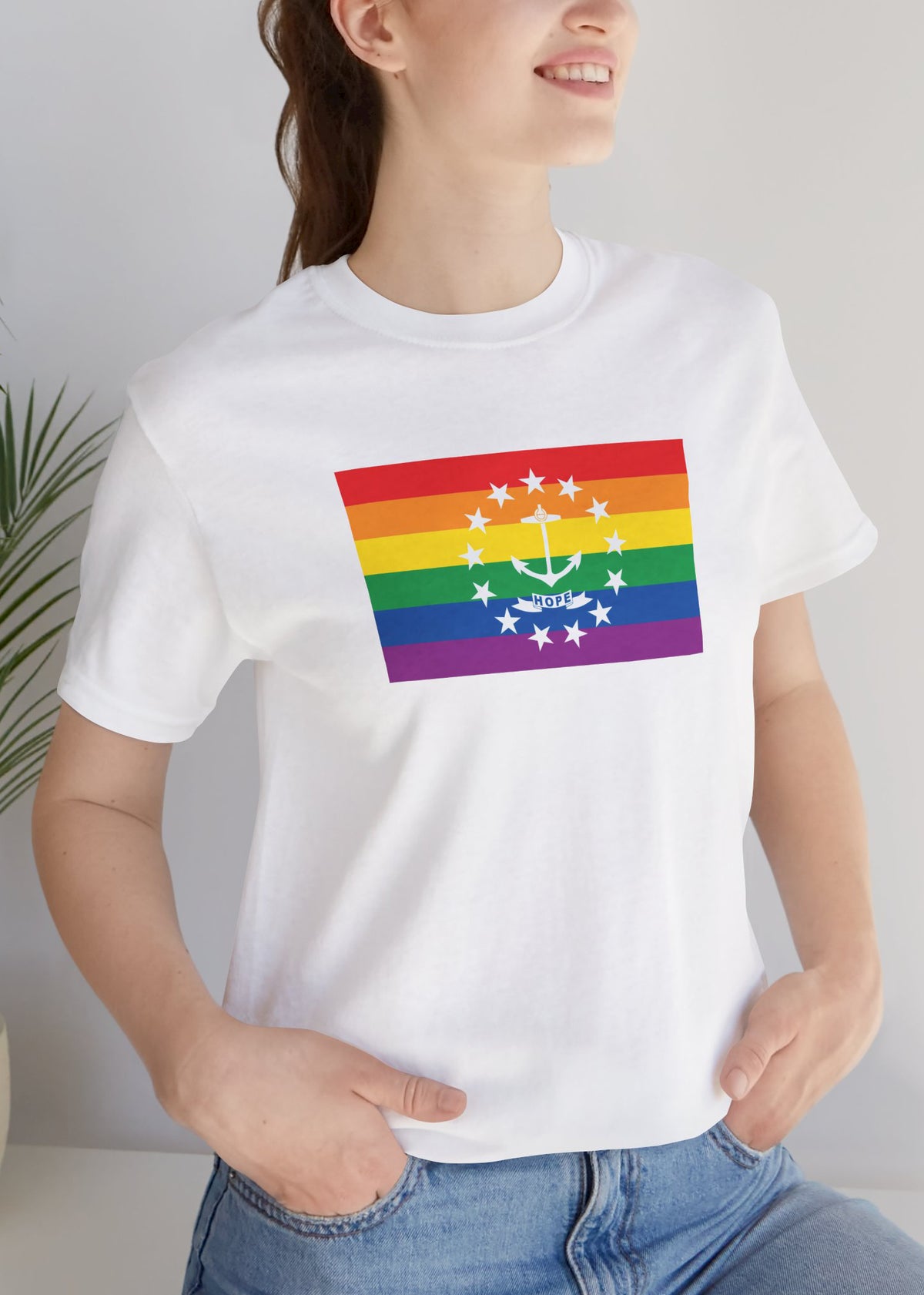 Rhode Island Rainbow Pride Flag T-shirt, Several Color Options