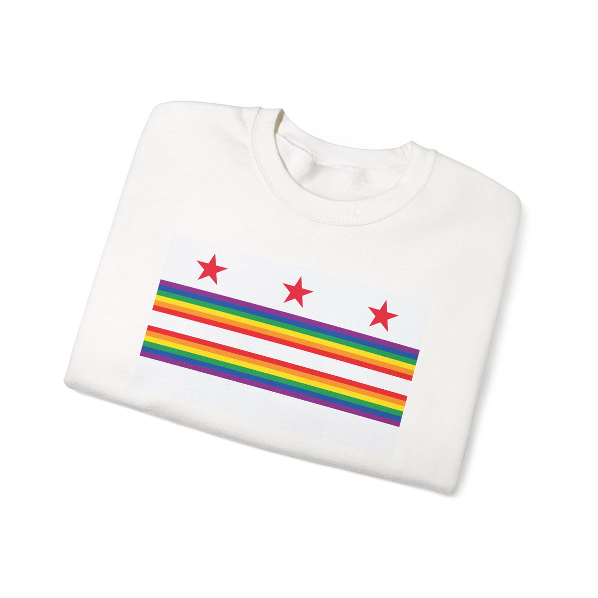 Washington, D.C. Rainbow Pride Flag Unisex Crewneck Sweatshirt, White, Black or Light Pink