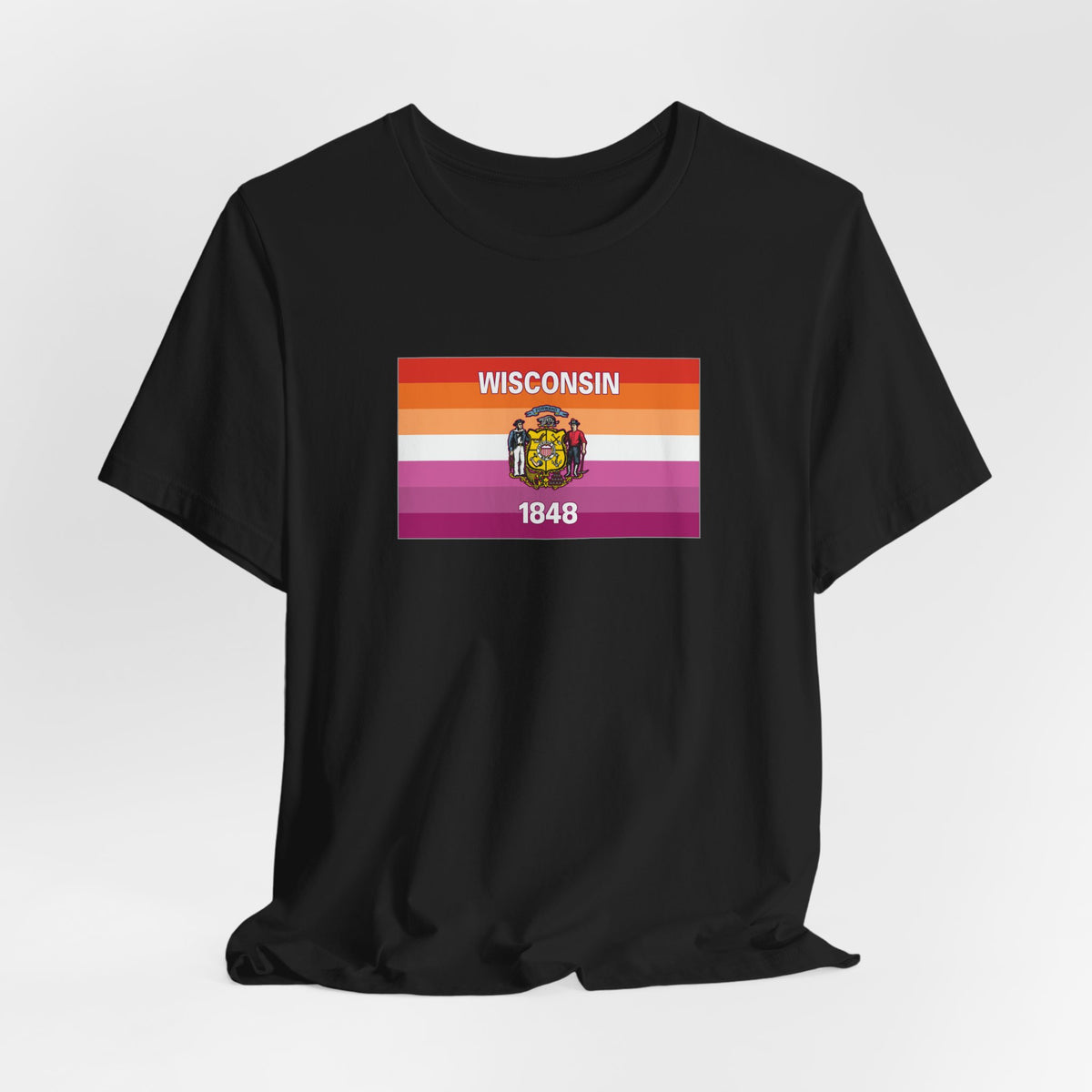 Wisconsin Lesbian Pride Flag T-shirt, Several Color Options