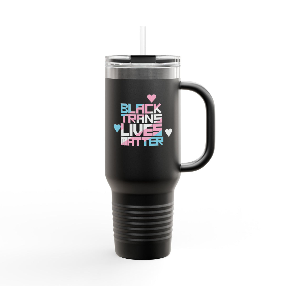 BLACK TRANS LIVES MATTER 40oz Tumbler, San Francisco Tenderloin Deco on Black or Gray