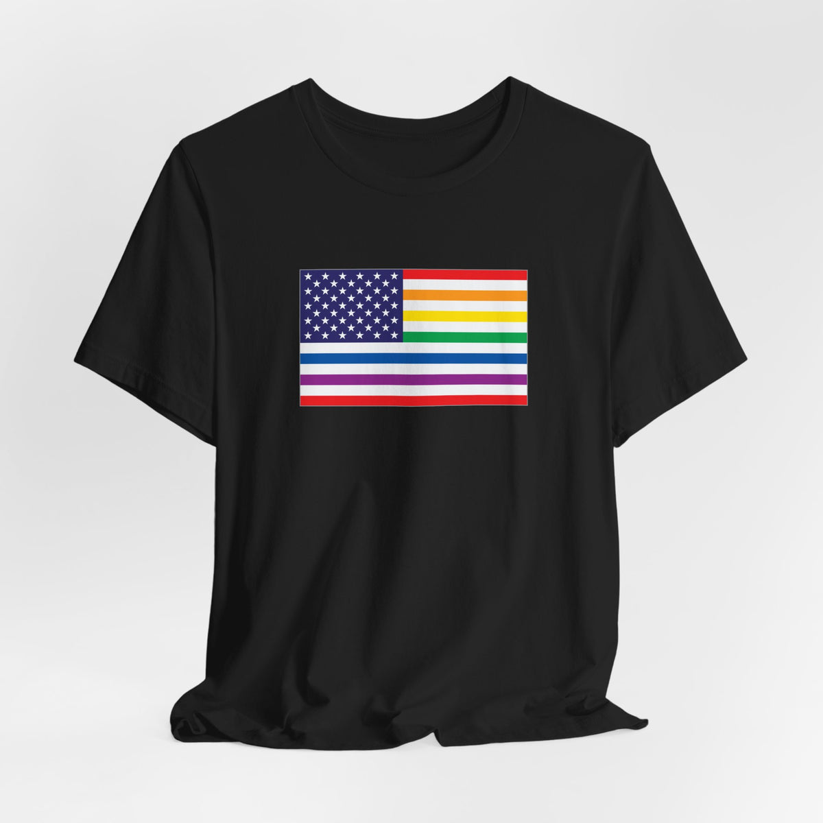USA Old Glory Stars n Stripes Rainbow and White Pride Flag T-shirt, Several Color Options