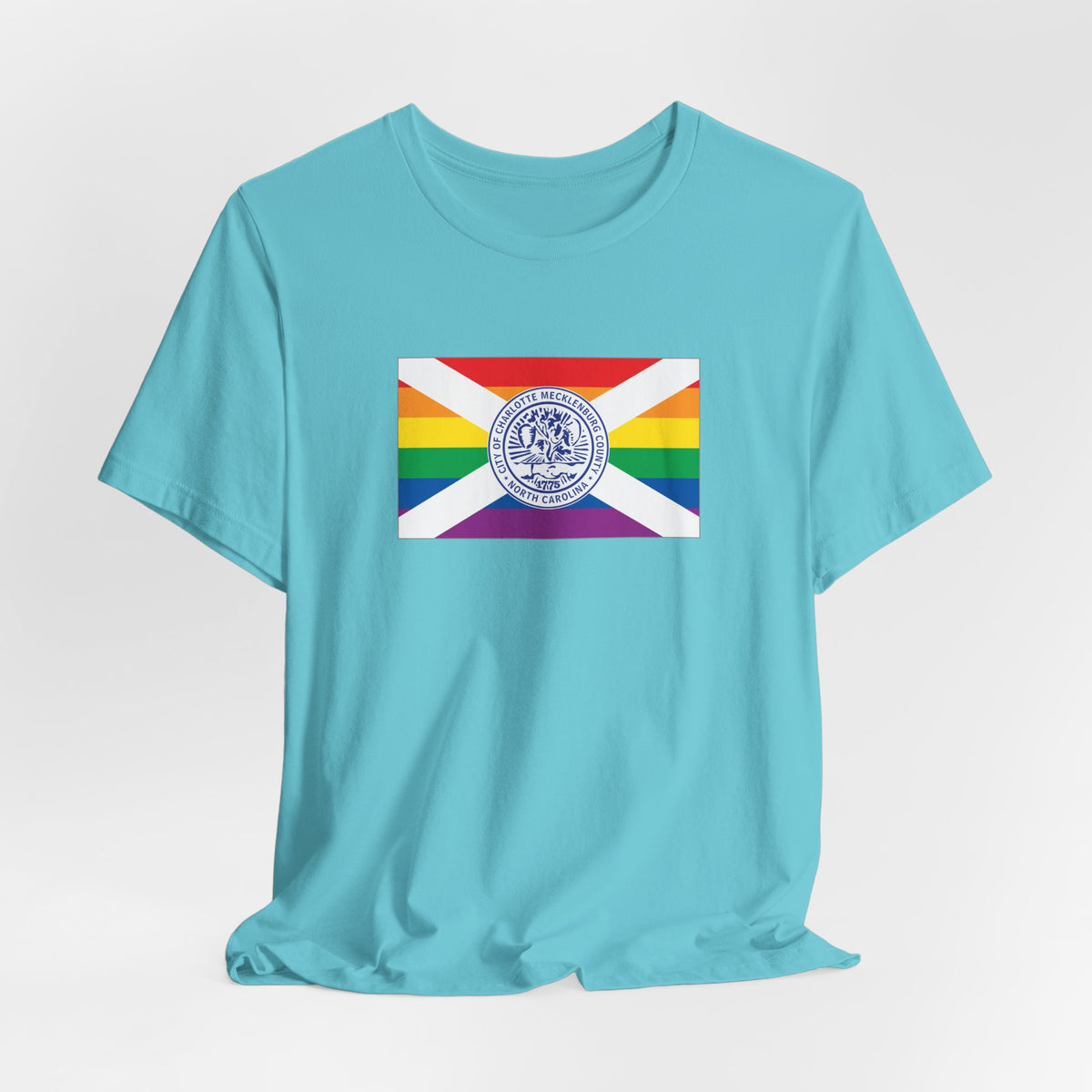 Charlotte, North Carolina Rainbow Pride Flag T-shirt, Several Color Options
