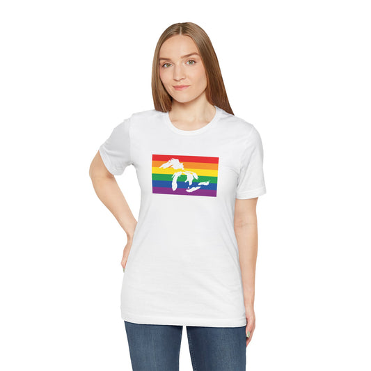Great Lakes Region Rainbow Pride Flag T-shirt, Several Color Options