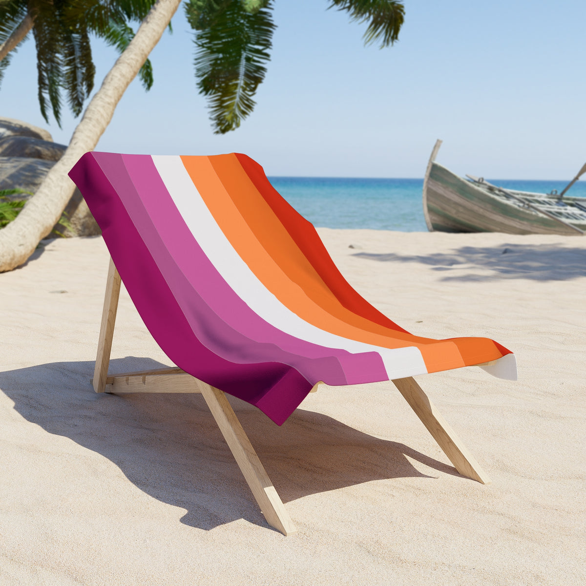 Lesbian Pride Flag Beach Towel - horizontal stripe deco