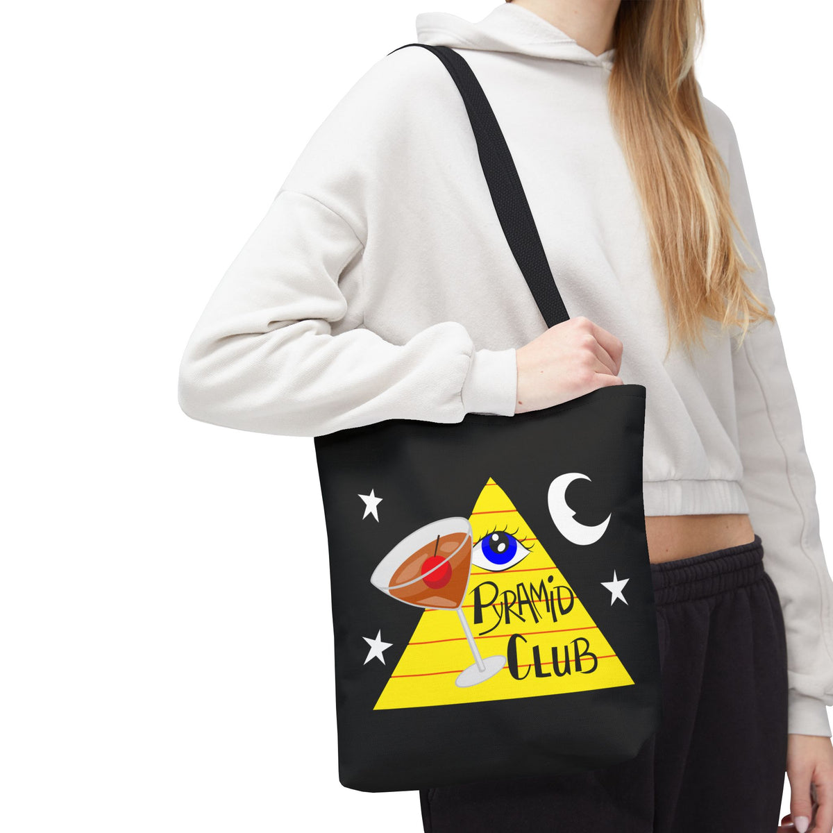 Pyramid Club Tote Bag - Full Color on Black