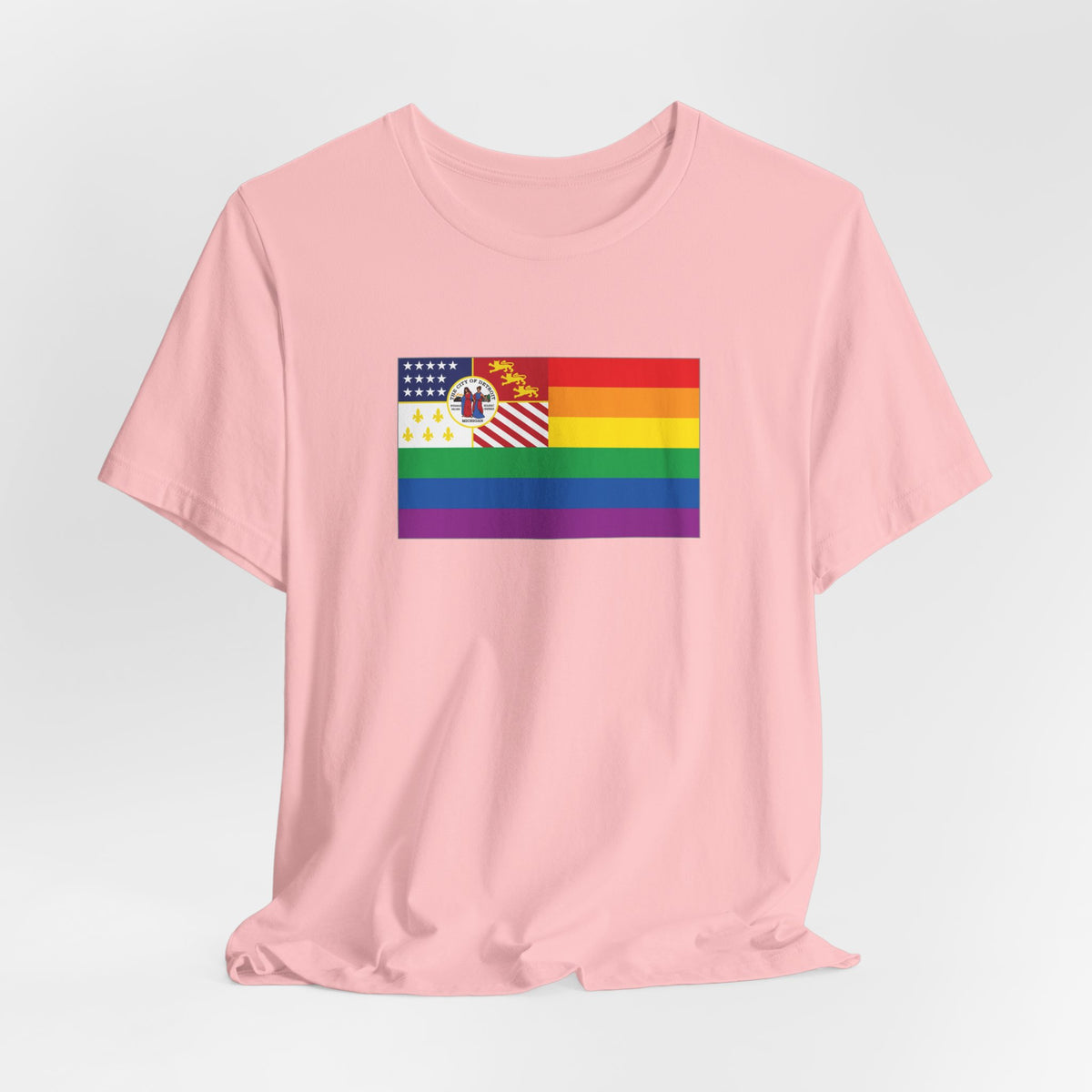 Detroit, Michigan Rainbow Pride Flag T-shirt, Several Color Options
