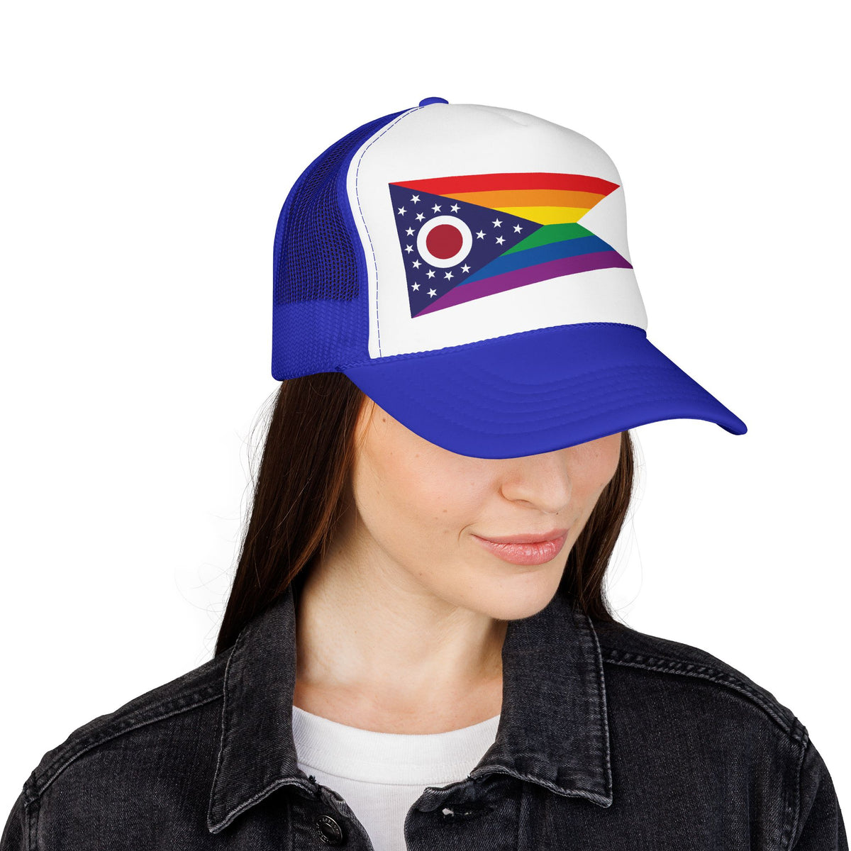 Ohio Rainbow Pride Flag "UNITED" Printed Foam Trucker Hat, Several Color Options