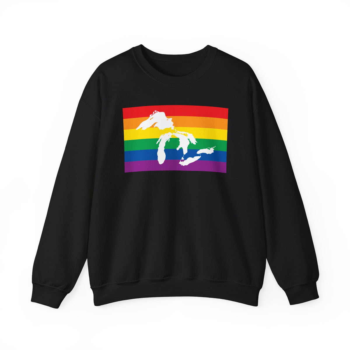 Great Lakes Region Rainbow Pride Flag Unisex Crewneck Sweatshirt, White, Black or Light Pink