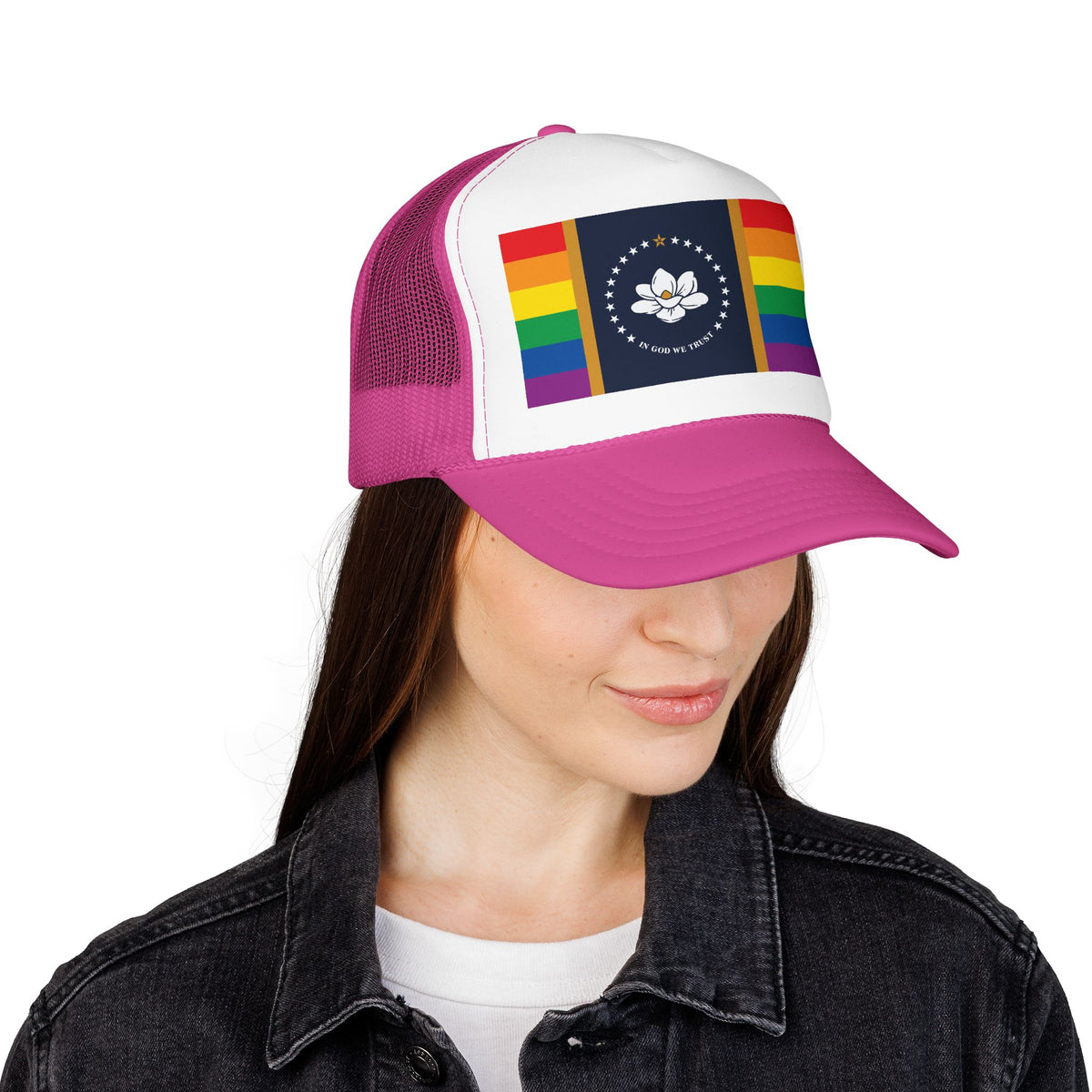 Mississippi Rainbow Pride Flag "UNITED" Printed Foam Trucker Hat, Several Color Options