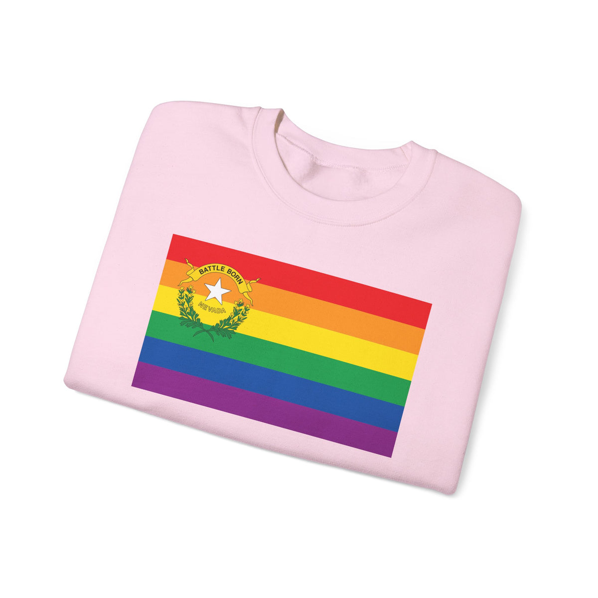 Nevada Rainbow Pride Flag Unisex Crewneck Sweatshirt, White, Black or Light Pink