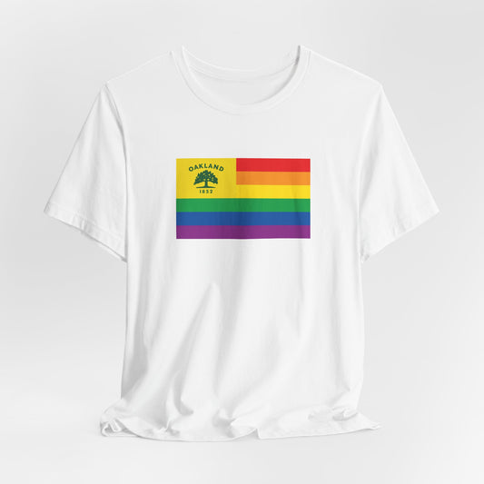 Oakland, California Rainbow Pride Flag T-shirt, Several Color Options