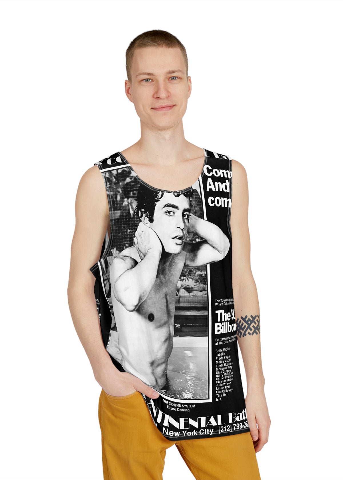 Continental Baths Tank Top, All Over Print Deco