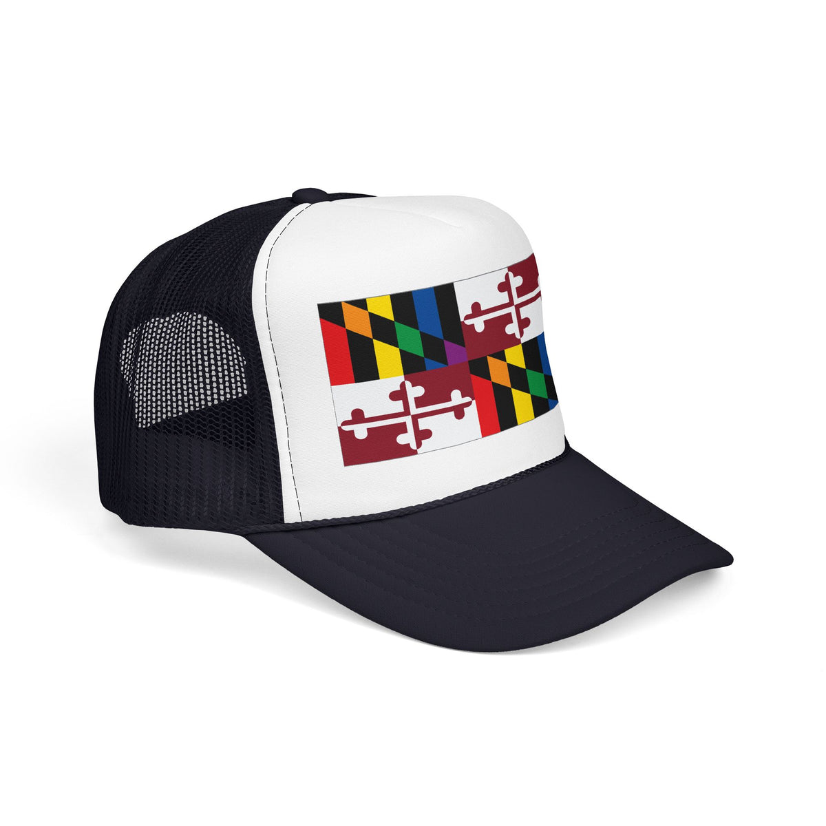 Maryland Rainbow Pride Flag "UNITED" Printed Foam Trucker Hat, Several Color Options