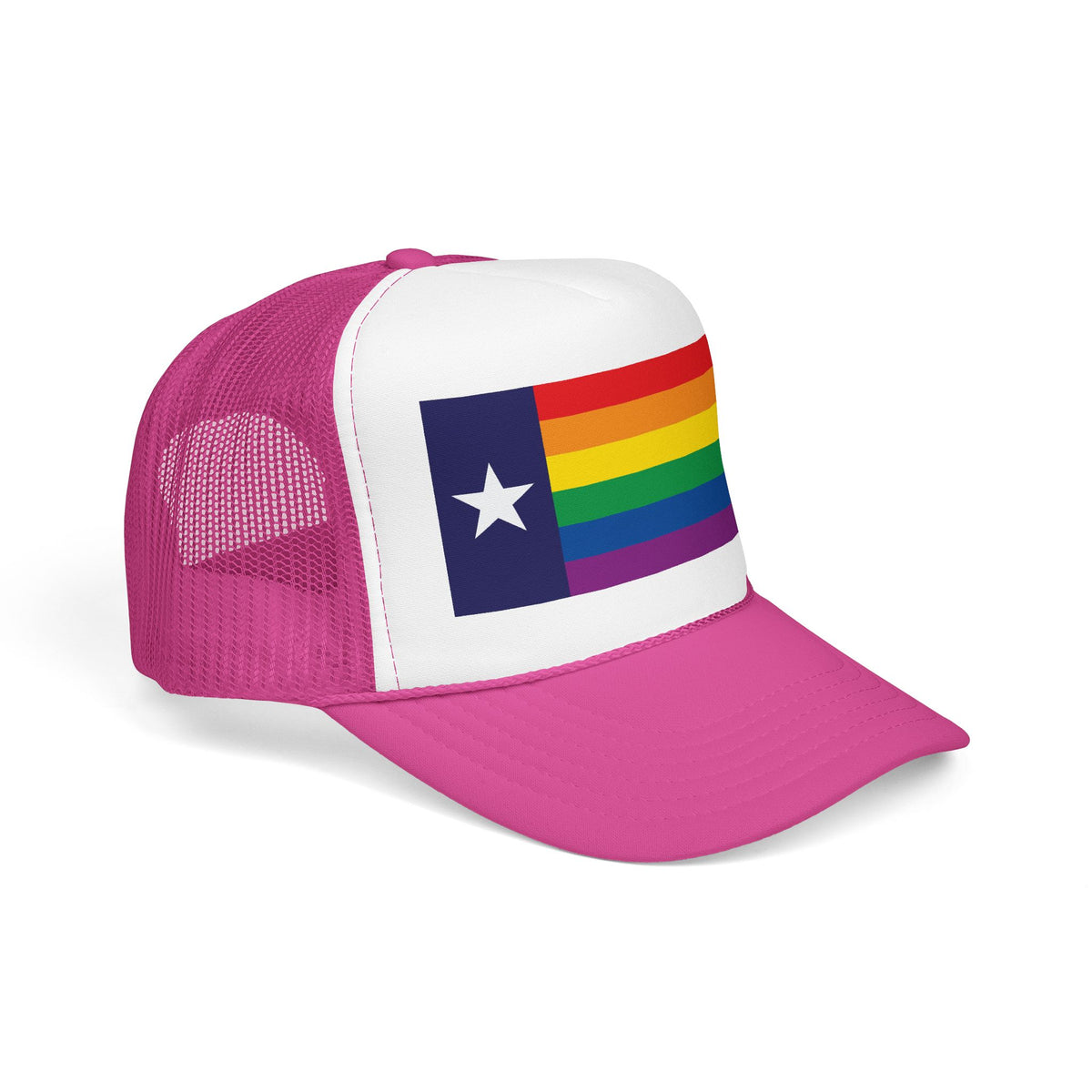 Texas Rainbow Pride Flag "UNITED" Printed Foam Trucker Hat, Several Color Options