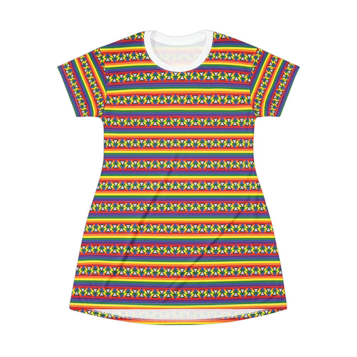 Progress Pride T-Shirt Dress - triangle arrow pattern deco
