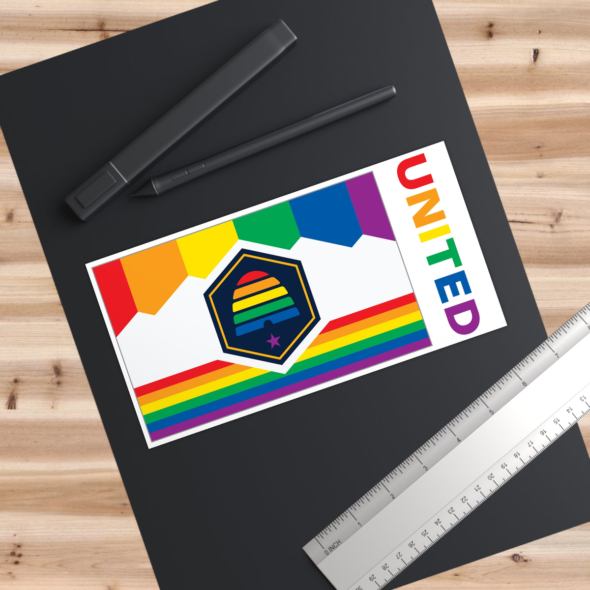 Utah Rainbow Pride Flag "UNITED" Bumper Sticker