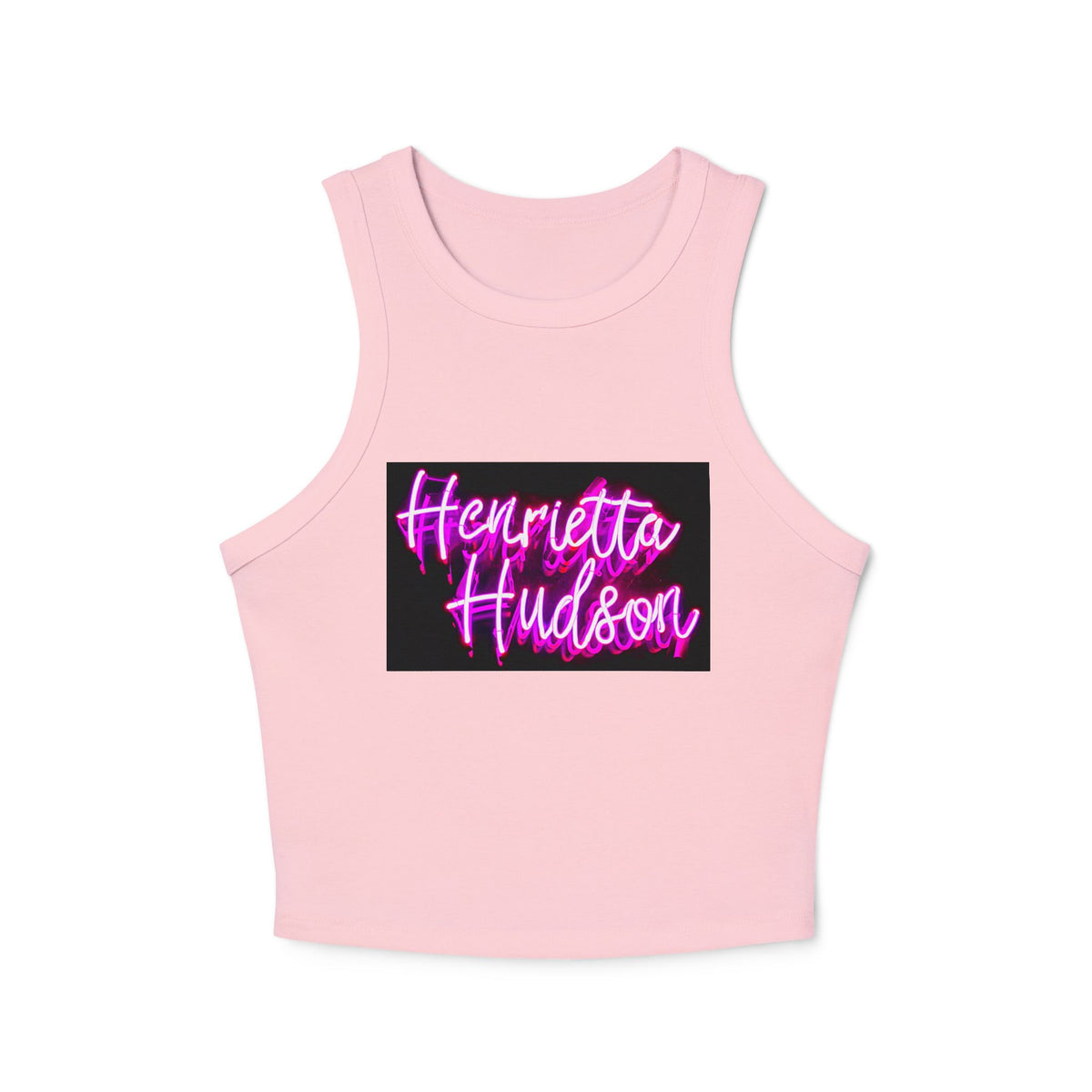 Neon Sign Micro Rib Racer Tank Top - Black and Pink