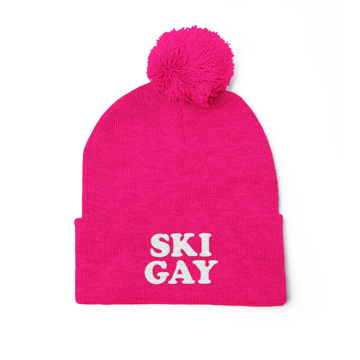 SKI GAY Pom Pom Beanie - white deco