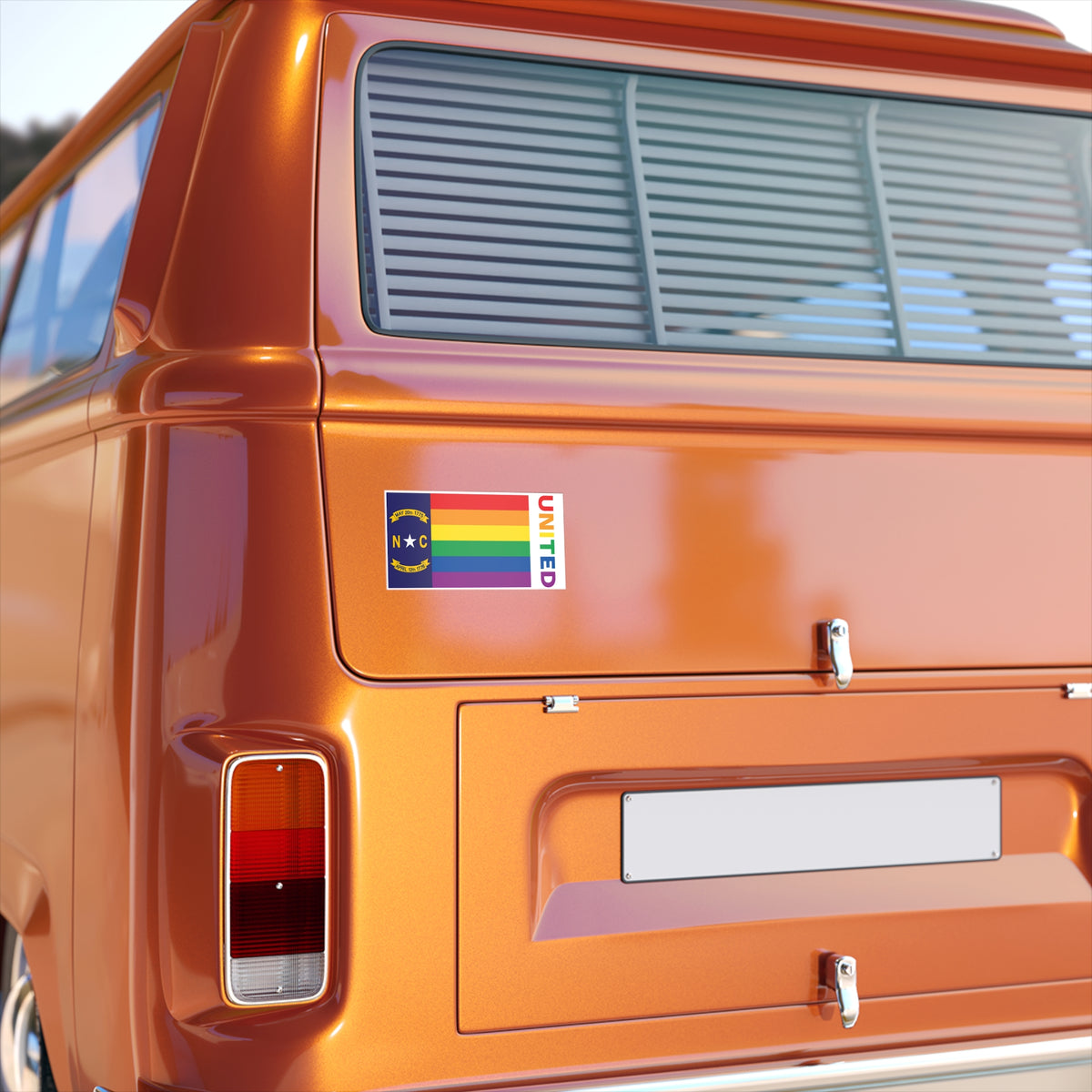 North Carolina Rainbow Pride Flag "UNITED" Bumper Sticker