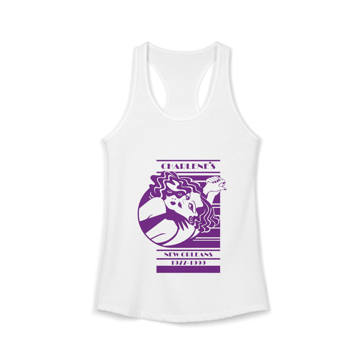 Charlene's New Orleans Tank Top - White with Purple Deco