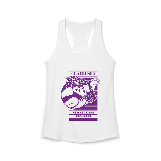 Charlene's New Orleans Tank Top - White with Purple Deco