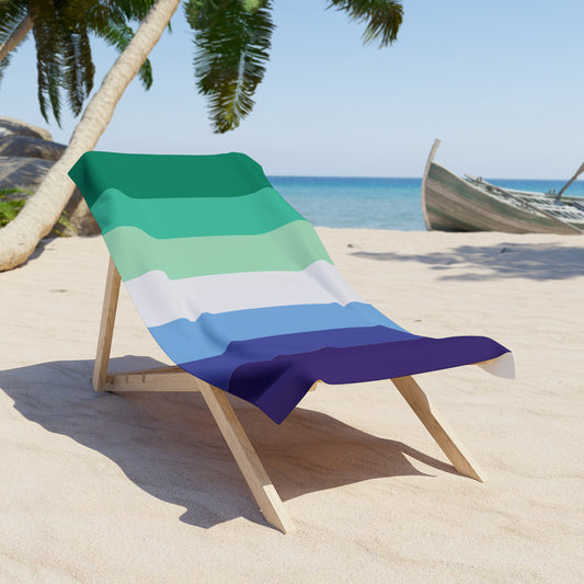 Trans-Inclusive Gay Men's Pride Flag Beach Towel - vertical stripe deco