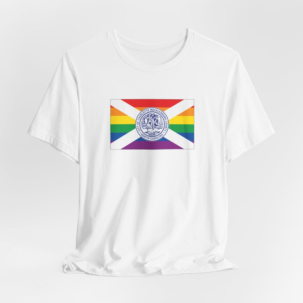Charlotte, North Carolina Rainbow Pride Flag T-shirt, Several Color Options