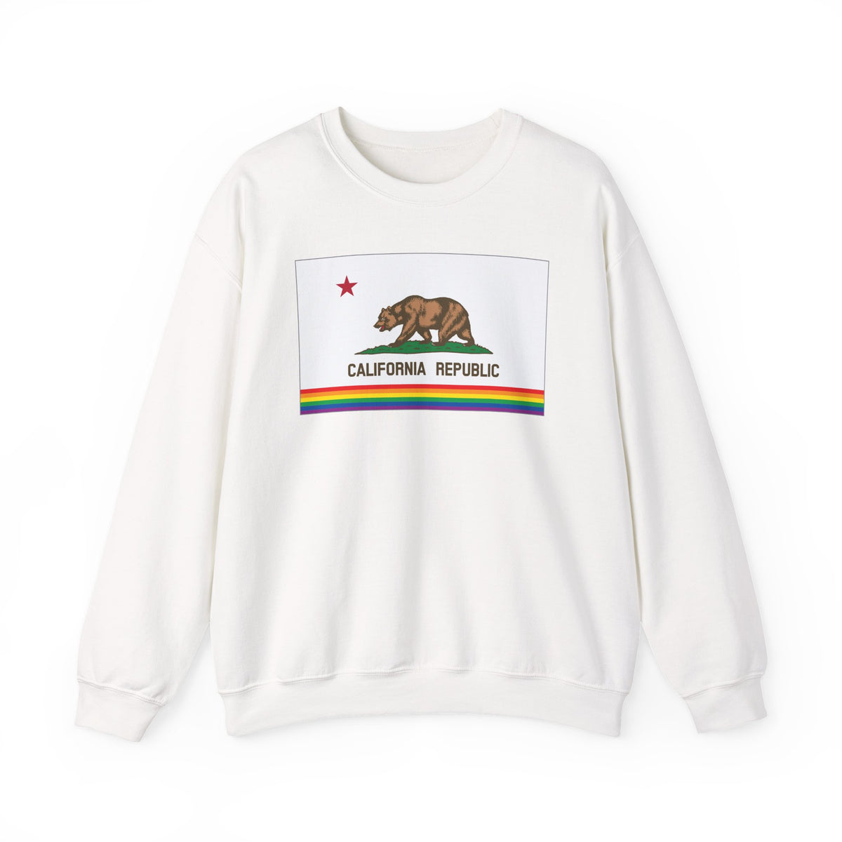 California Rainbow Pride Flag Unisex Crewneck Sweatshirt, White, Black or Light Pink
