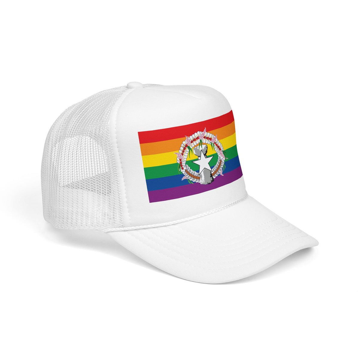 Northern Mariana Islands Rainbow Pride Flag "UNITED" Printed Foam Trucker Hat, Several Color Options