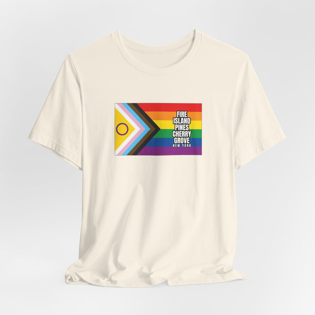 Fire Island Pines Cherry Grove, New York Rainbowland Exclusive Pride Flag T-shirt, Several Color Options