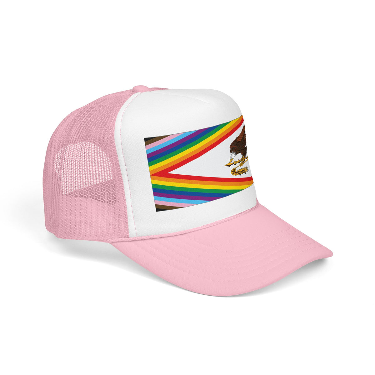 American Samoa Rainbow Pride Flag "UNITED" Printed Foam Trucker Hat, Several Color Options