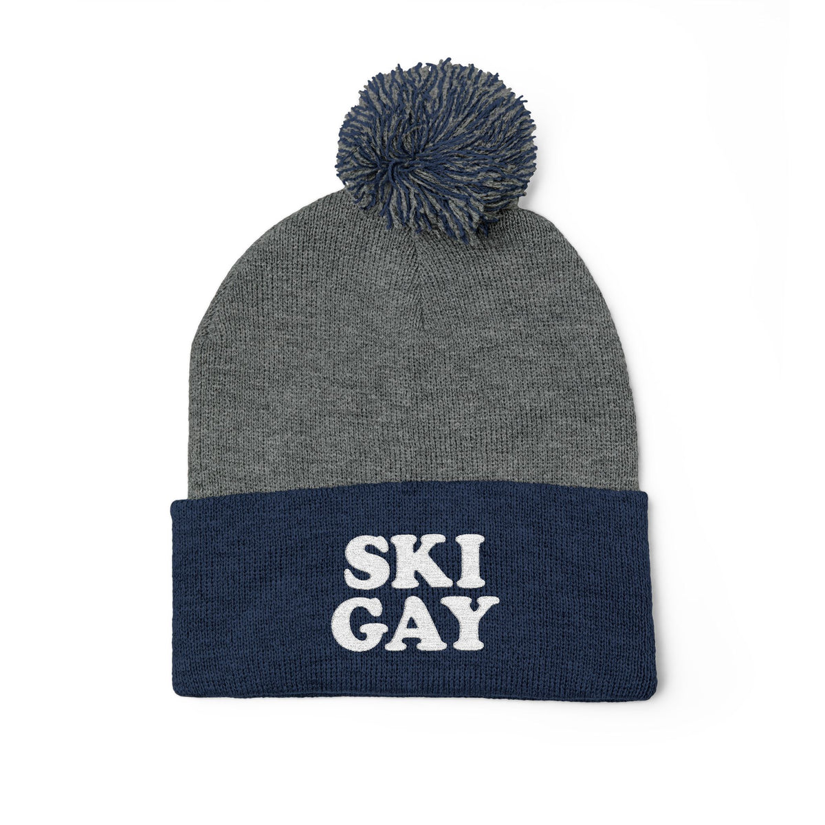 SKI GAY Pom Pom Beanie - white deco