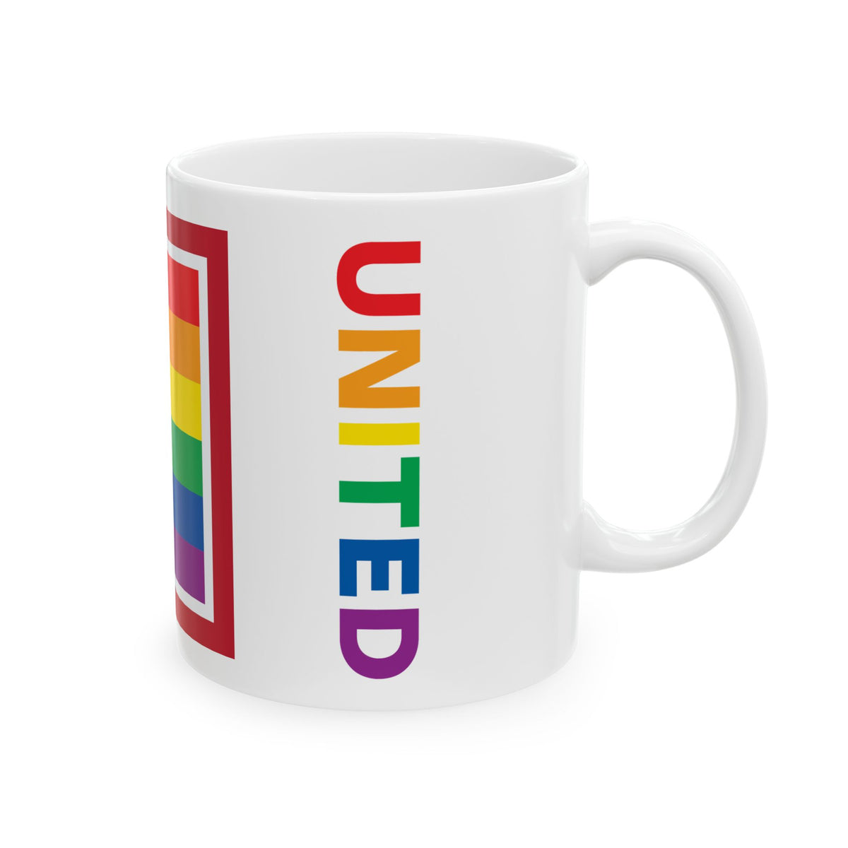 Wyoming Rainbow Pride Flag "UNITED" Ceramic Mug