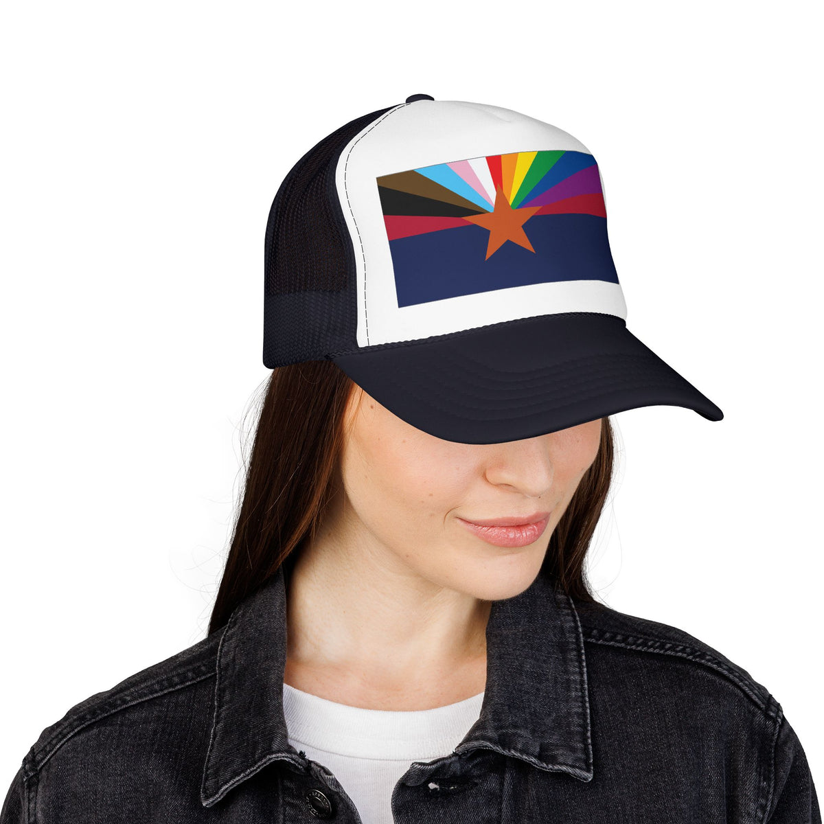 Arizona Rainbow Pride Flag "UNITED" Printed Foam Trucker Hat, Several Color Options