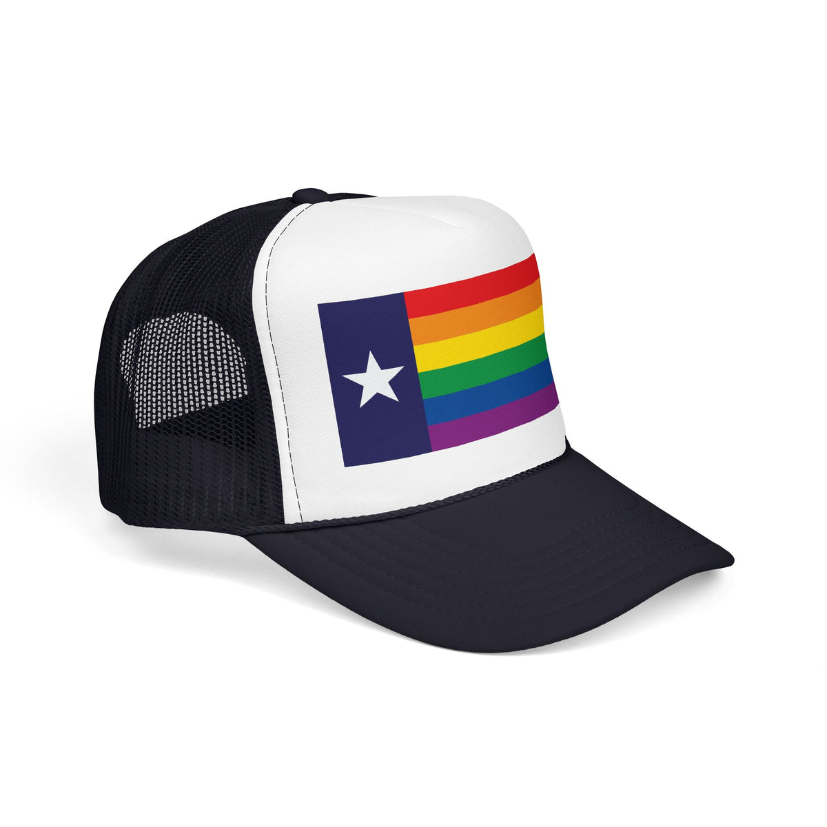 Texas Rainbow Pride Flag "UNITED" Printed Foam Trucker Hat, Several Color Options