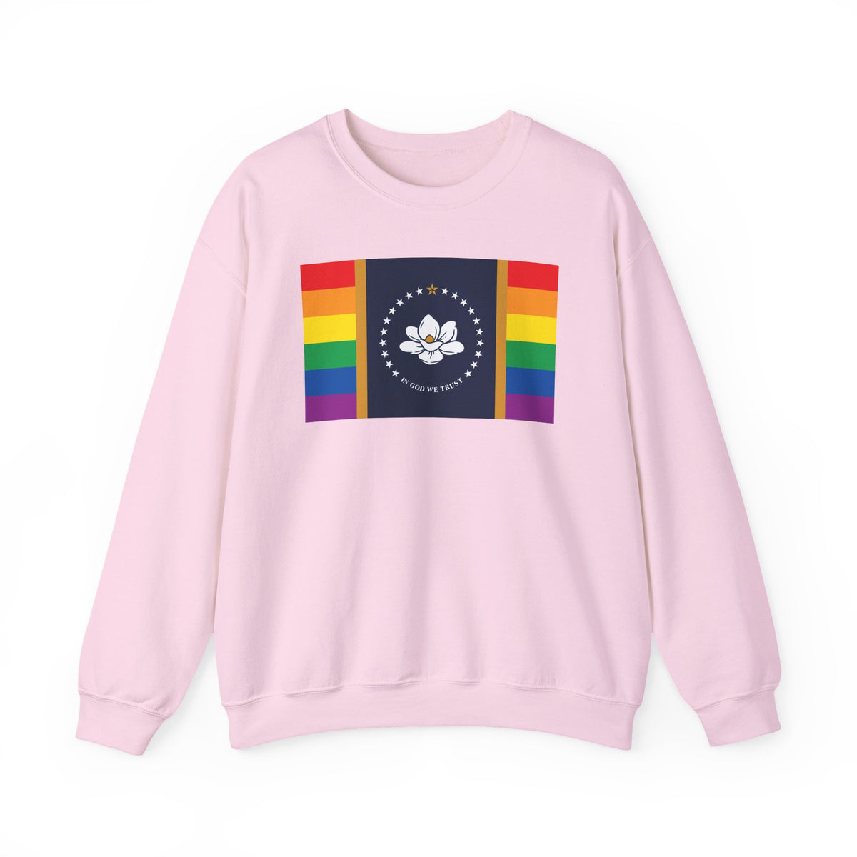 Mississippi Rainbow Pride Flag Unisex Crewneck Sweatshirt, White, Black or Light Pink