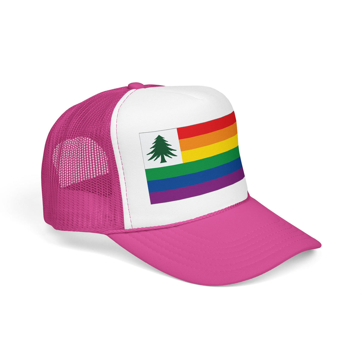 New England Rainbow Pride Flag "UNITED" Printed Foam Trucker Hat, Several Color Options