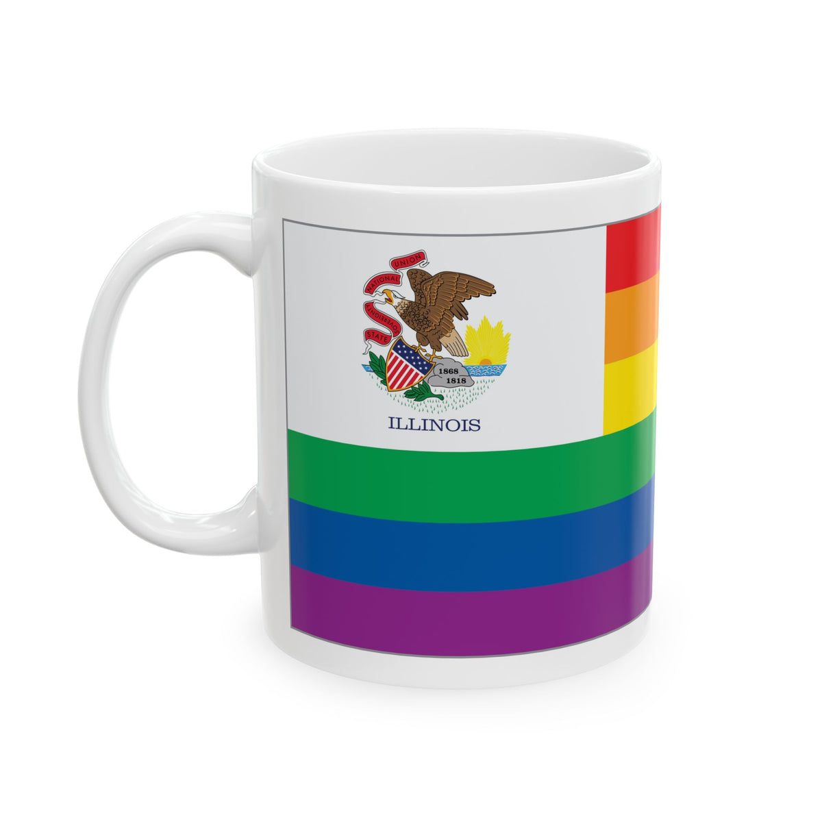 Illinois Rainbow Pride Flag "UNITED" Ceramic Mug