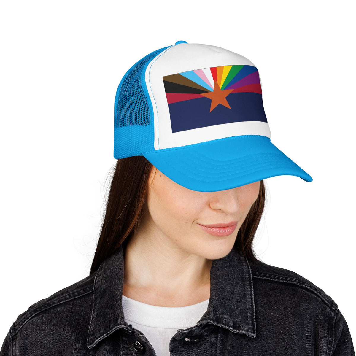 Arizona Rainbow Pride Flag "UNITED" Printed Foam Trucker Hat, Several Color Options